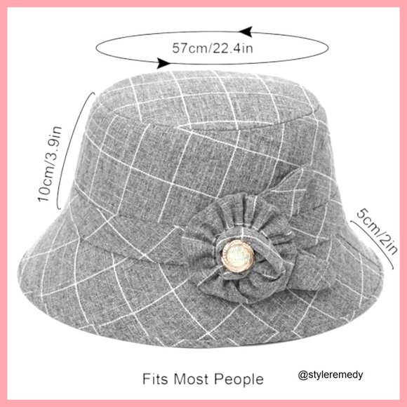 Vintage Fedora Floral Bucket Hat Cotton Polyester Adjustable Packable